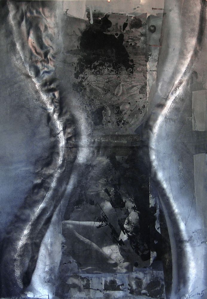 Sanduhr, 2008, 100 x 70 cm, Collage, Malerei auf Karton