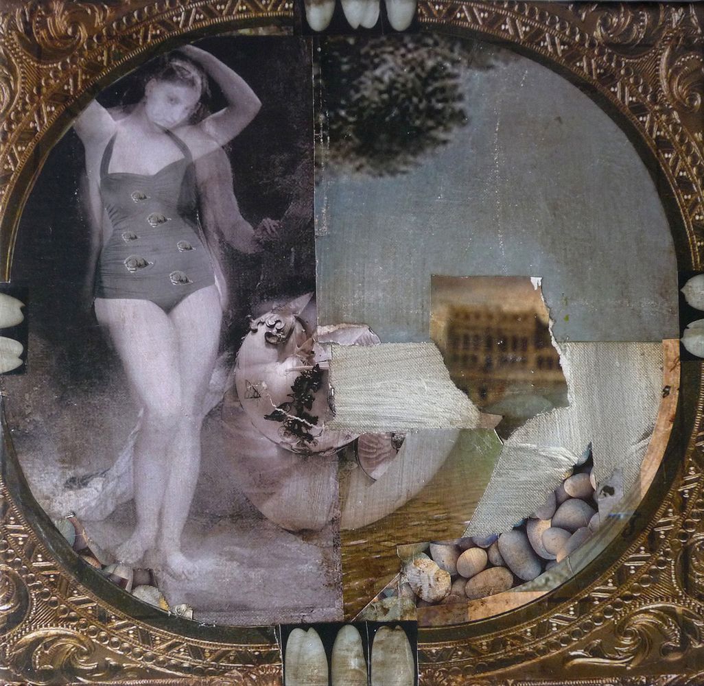 Venus aus Nautilus, 2012, 40 x 40 cm, Collage, Malerei auf Leinwand