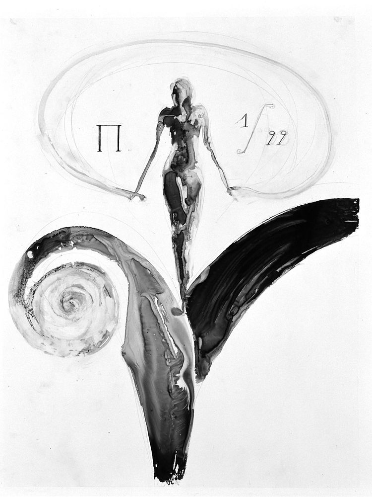 Allegorie des Anfangs, 1999, 80 x 110 cm, Tusche auf Transparentfolie